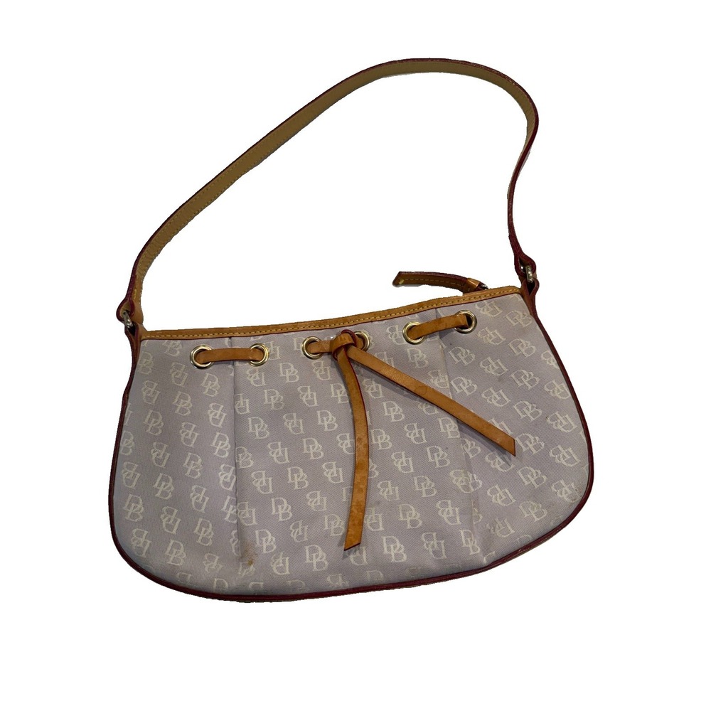 Y2K Dooney & Bourke Lavender Monogram Logo Canvas Signature Tassel Zip SM